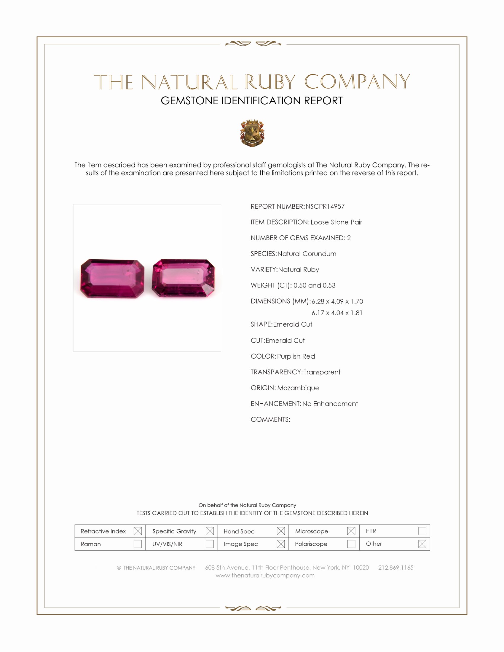 1.03 Ct.Tw. Purplish Red Ruby Pair from Mozambique
