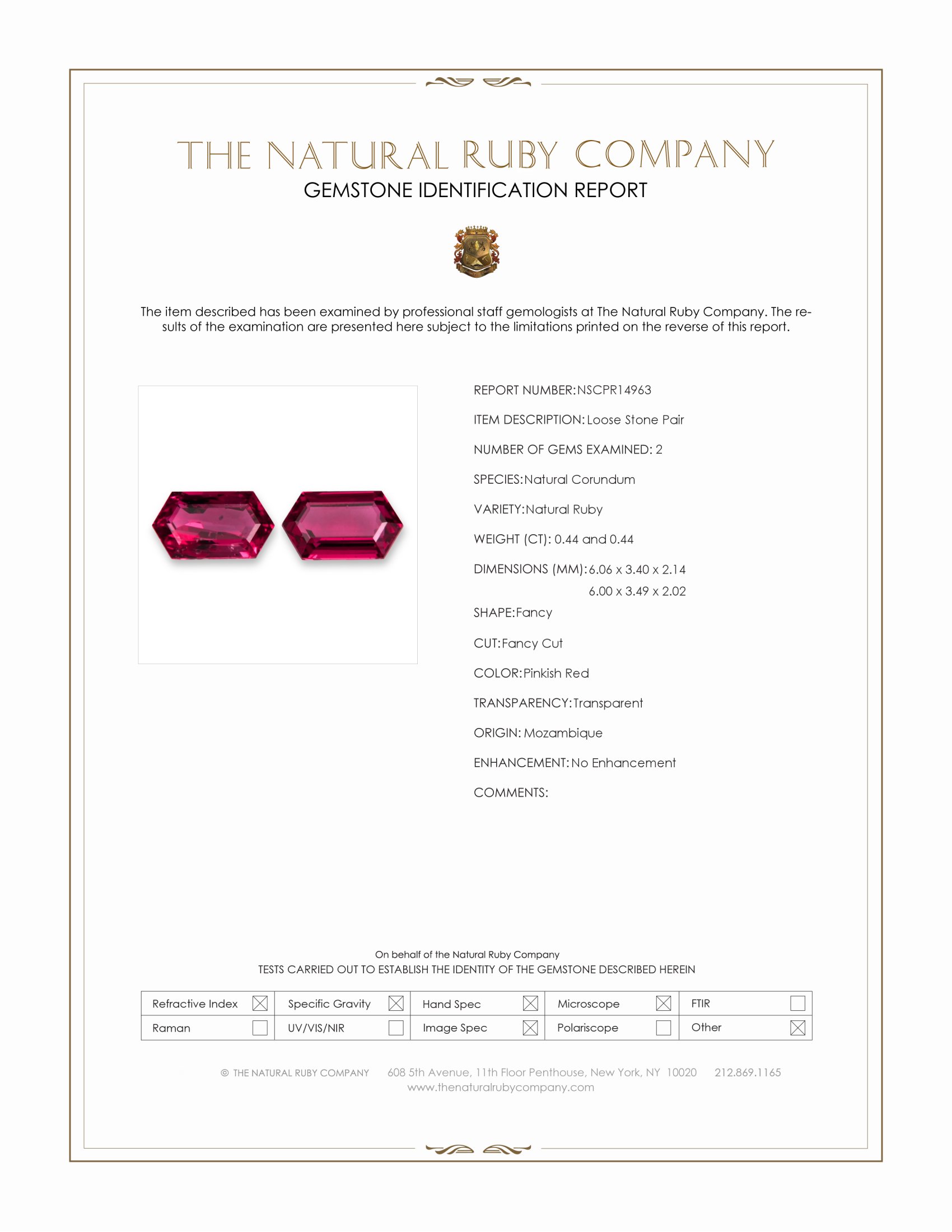 0.88 Ct.Tw. Pinkish Red Ruby Pair from Mozambique