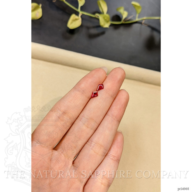 0.82 Ct.Tw. Pinkish Red Ruby Pair from Mozambique