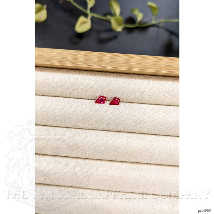 0.82 Ct.Tw. Pinkish Red Ruby Pair from Mozambique