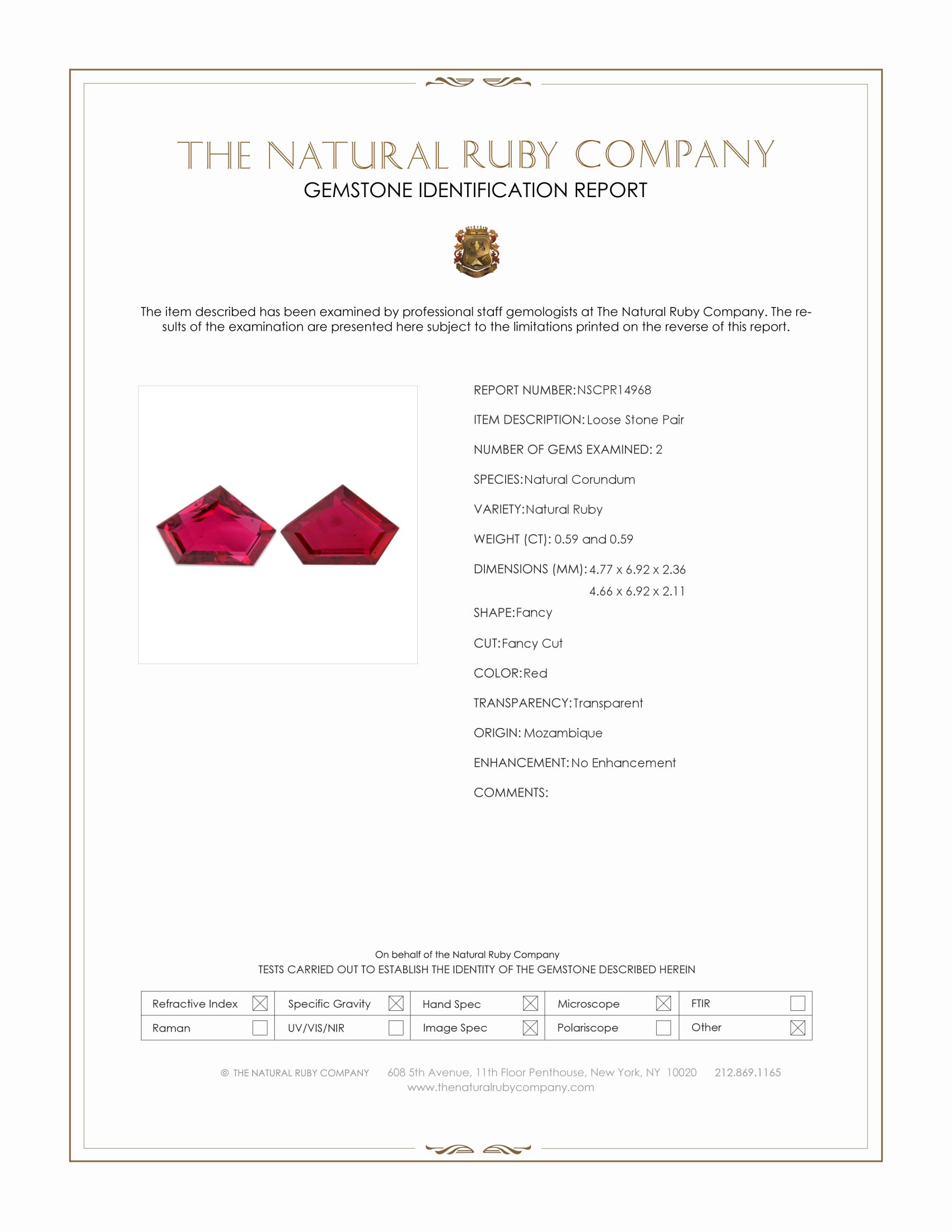 1.18 Ct.Tw. Ruby Pair from Mozambique