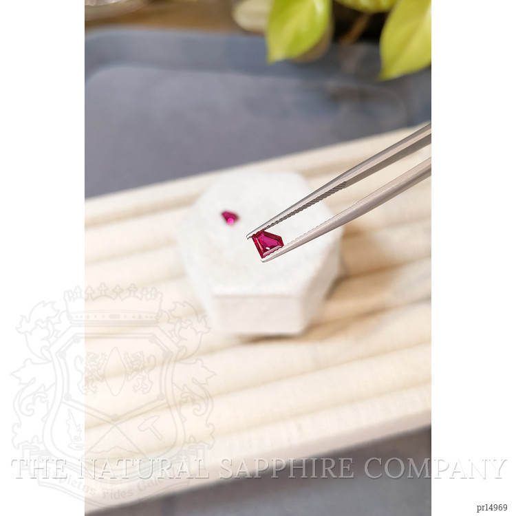 0.88 Ct.Tw. Pinkish Red Ruby Pair from Mozambique