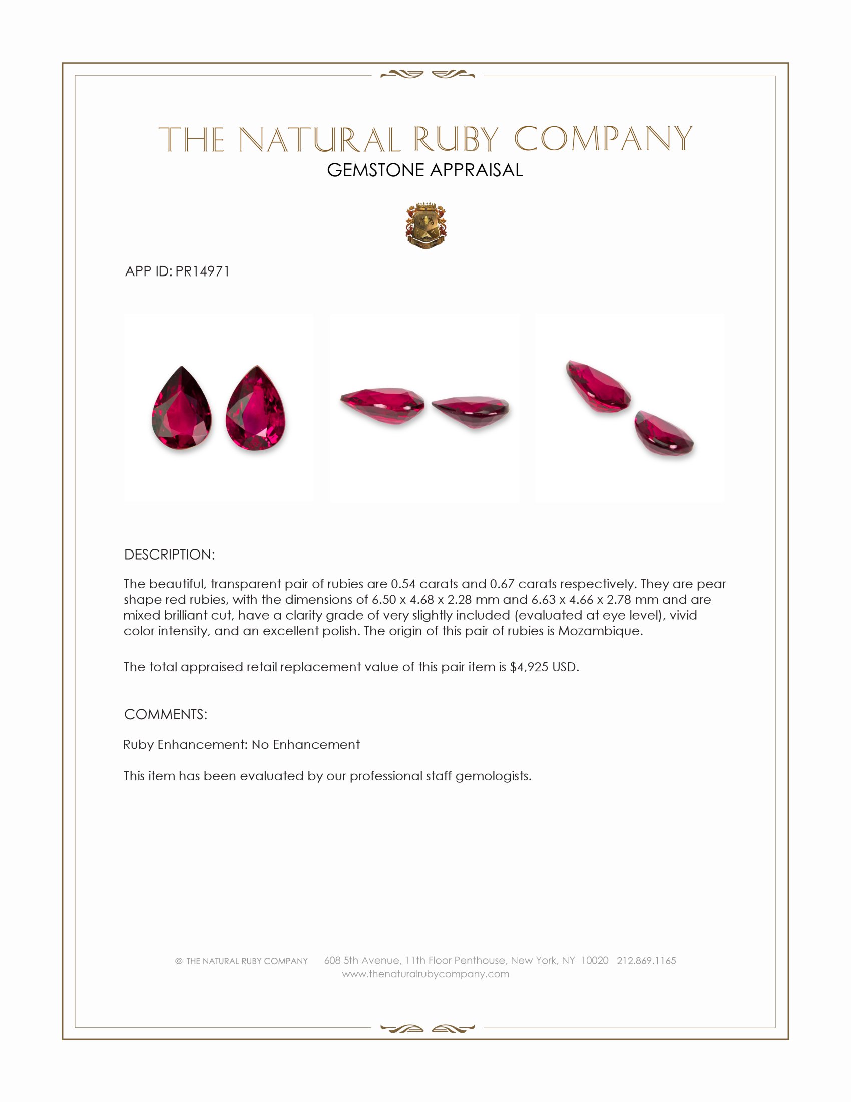 1.21 Ct.Tw. Ruby Pair from Mozambique