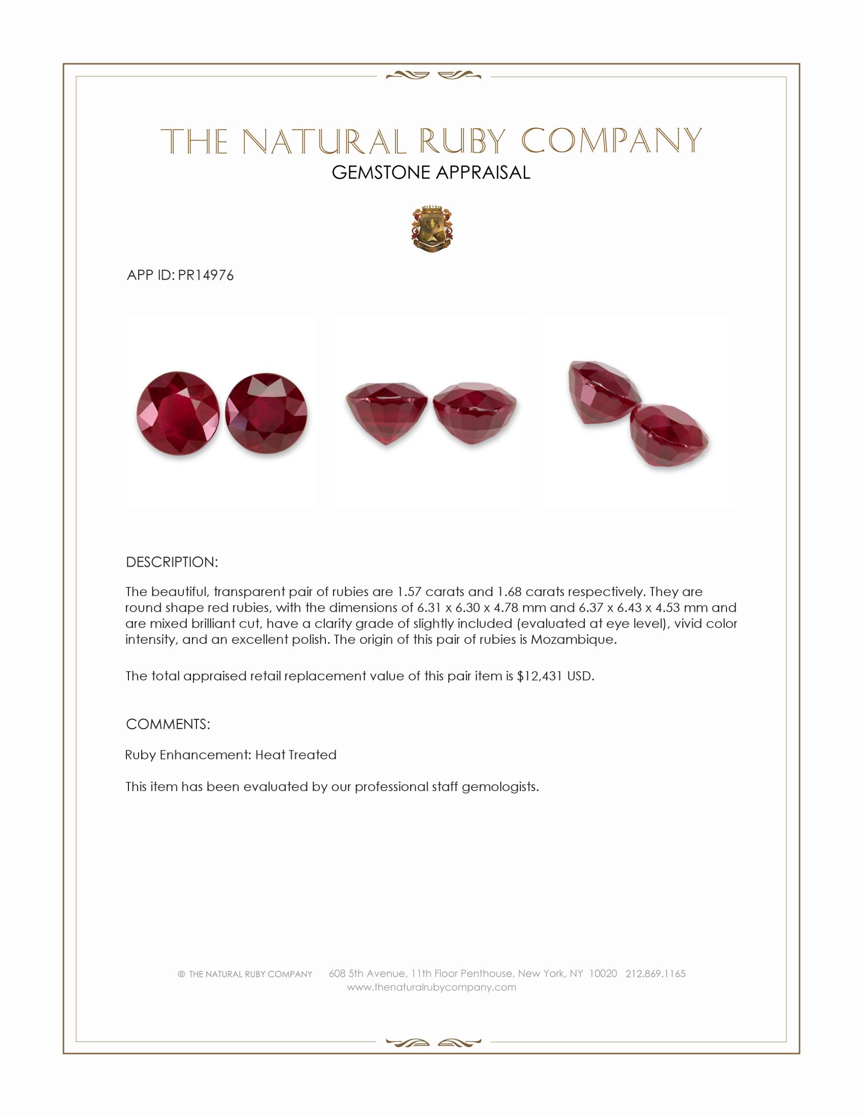 3.25 Ct.Tw. Ruby Pair from Mozambique
