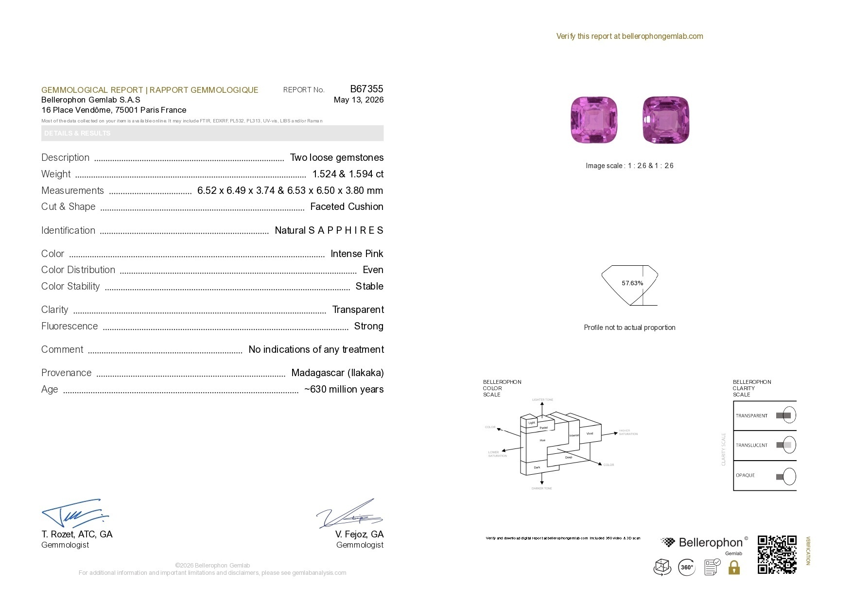 3.11 Ct.Tw. Pink Sapphire Pair from Madagascar