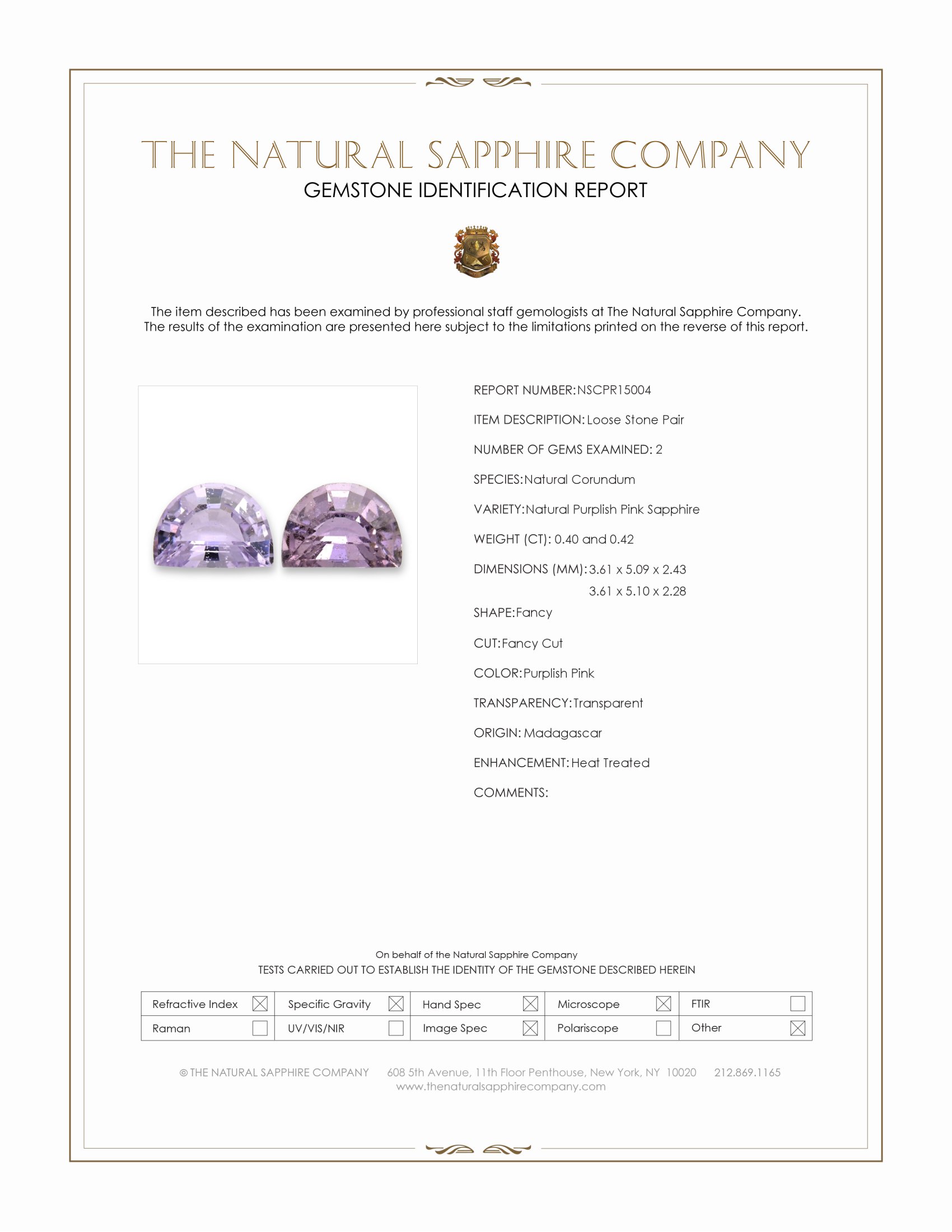0.82 Ct.Tw. Purple Sapphire Pair from Madagascar