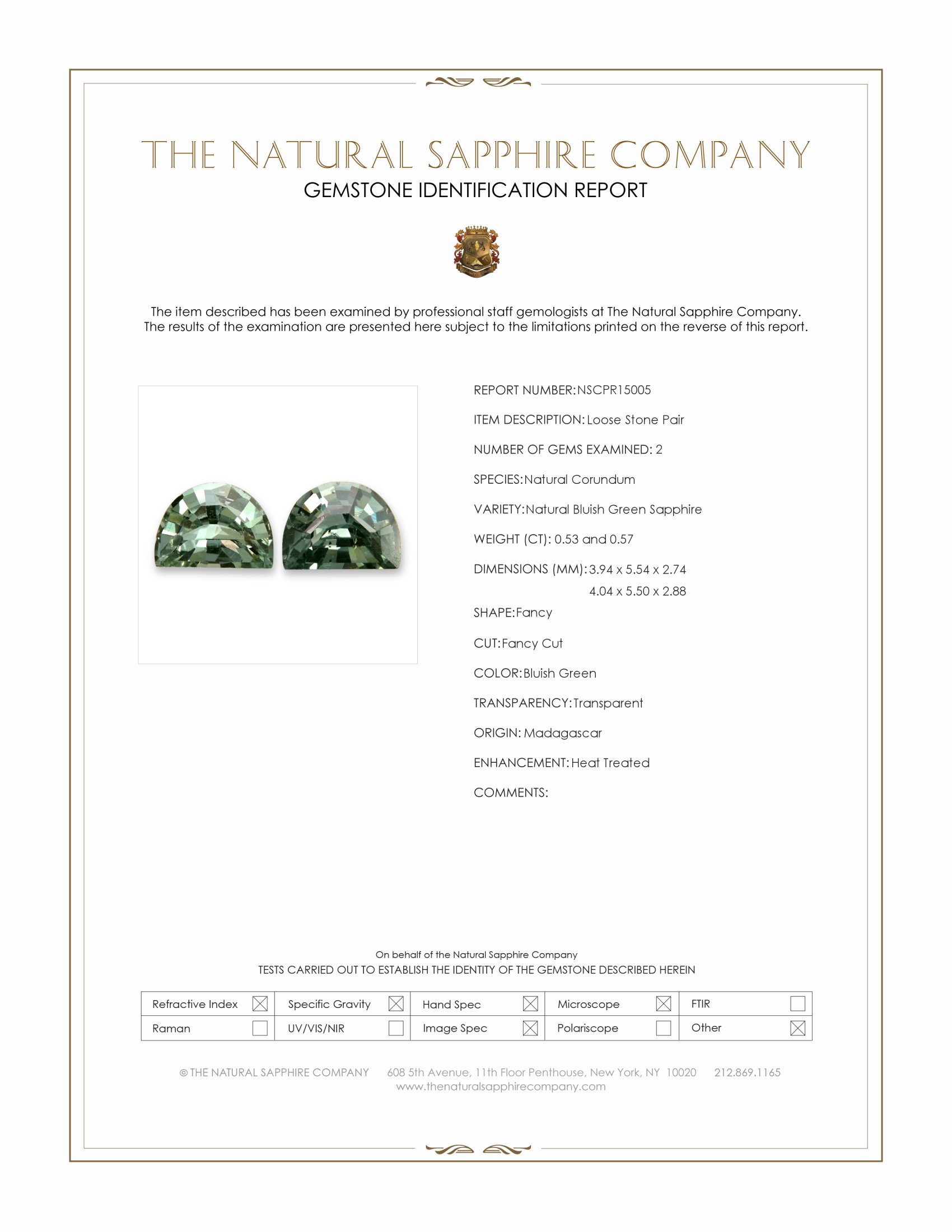 1.10 Ct.Tw. Bluish Green Sapphire Pair from Madagascar
