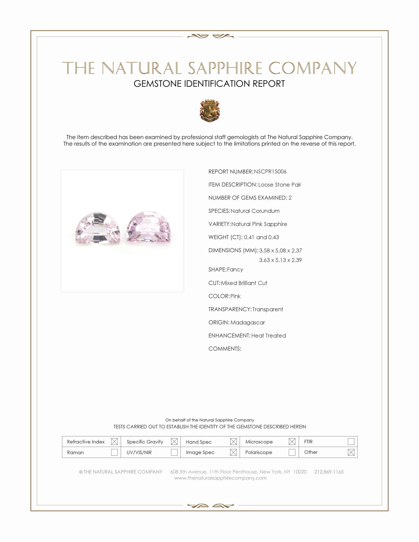 0.84 Ct.Tw. Pink Sapphire Pair from Madagascar