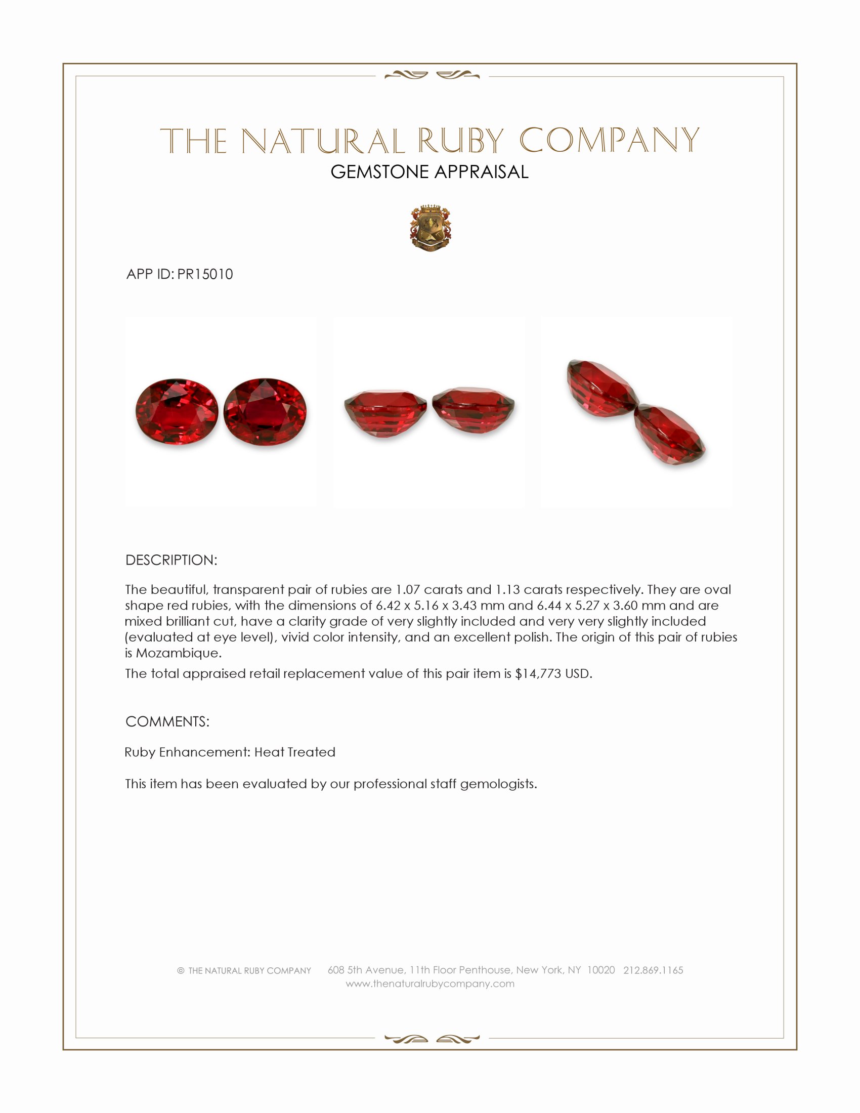 2.20 Ct.Tw. Ruby Pair from Mozambique