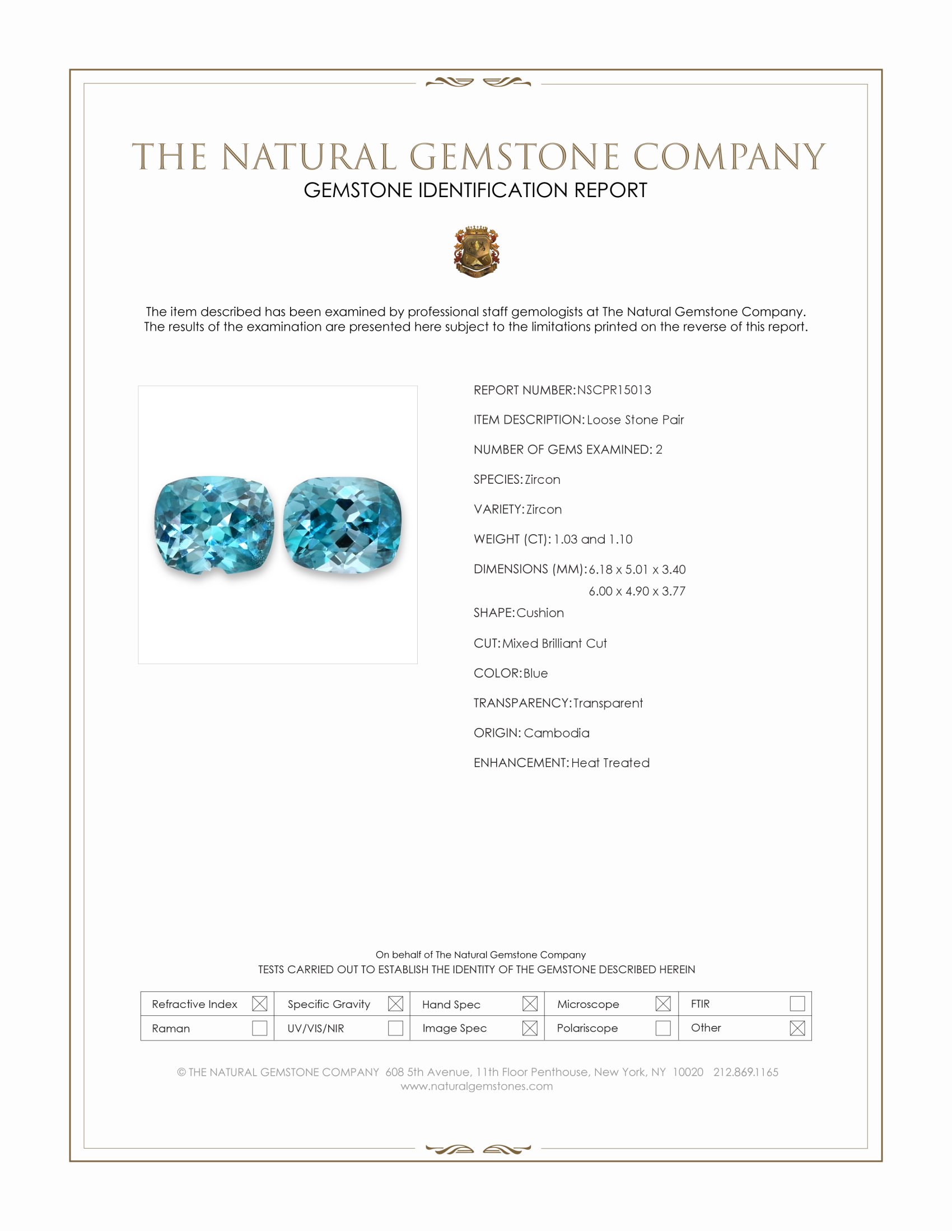 2.13 Ct.Tw. Blue Zircon Pair from Cambodia