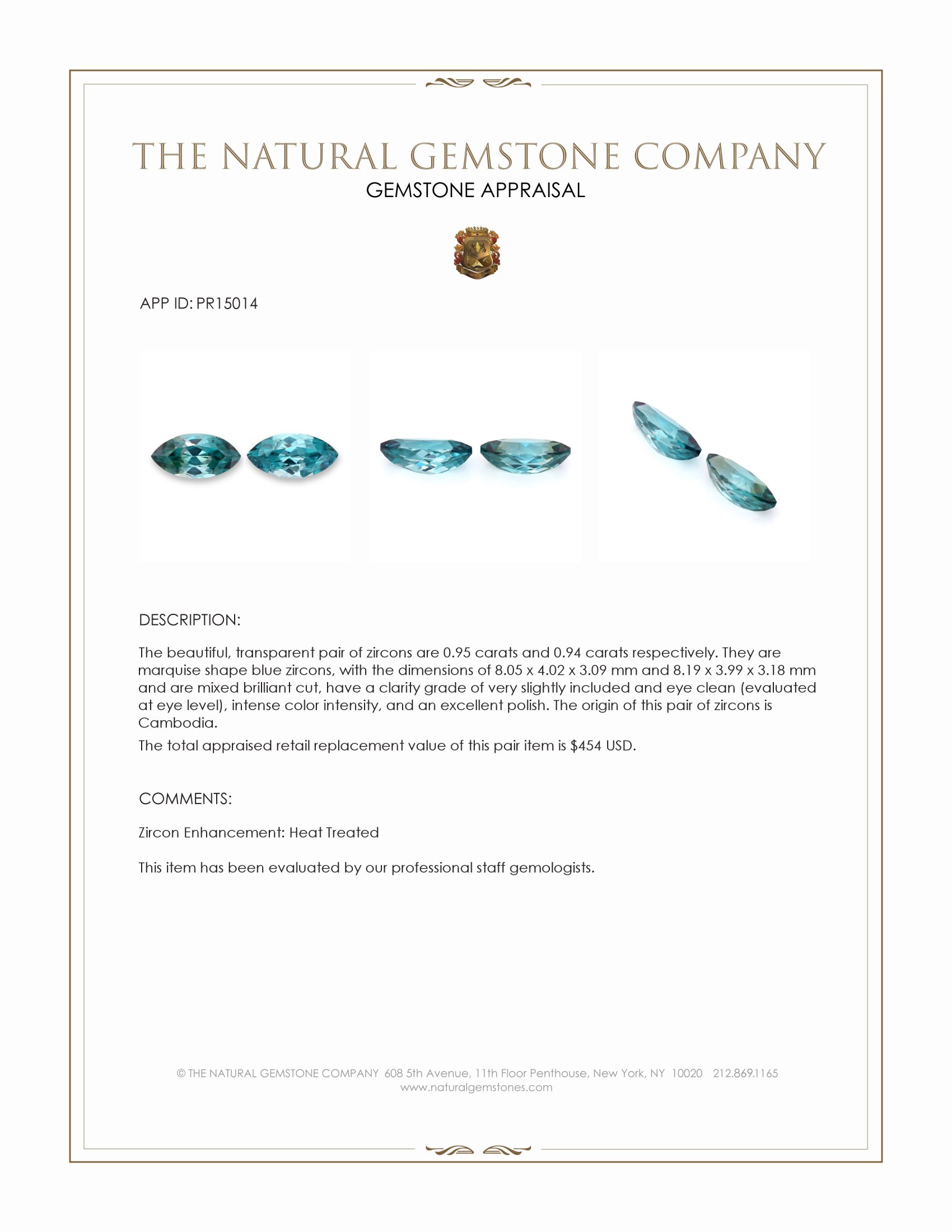 1.89 Ct.Tw. Blue Zircon Pair from Cambodia