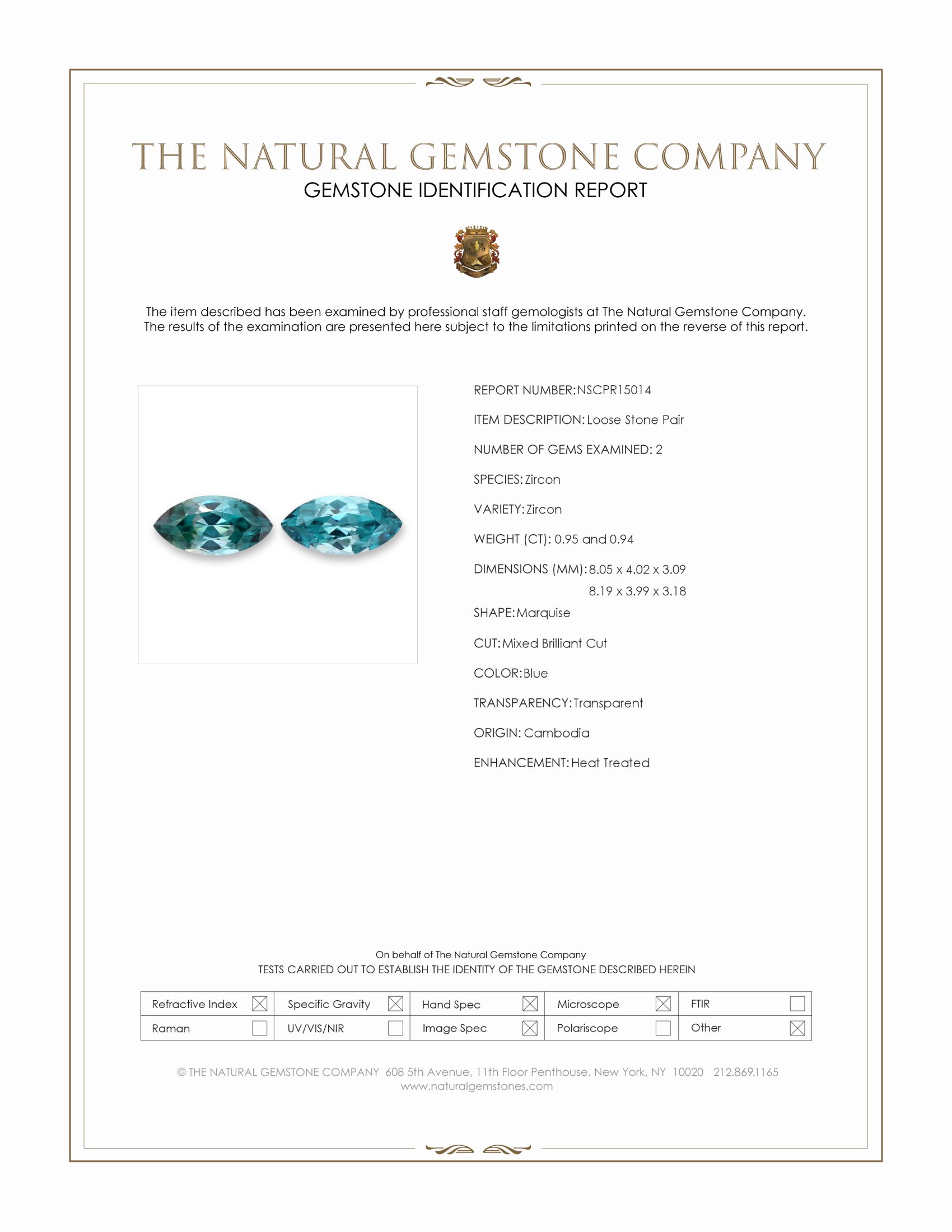1.89 Ct.Tw. Blue Zircon Pair from Cambodia