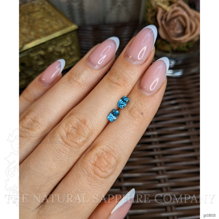 1.93 Ct.Tw. Blue Zircon Pair from Cambodia