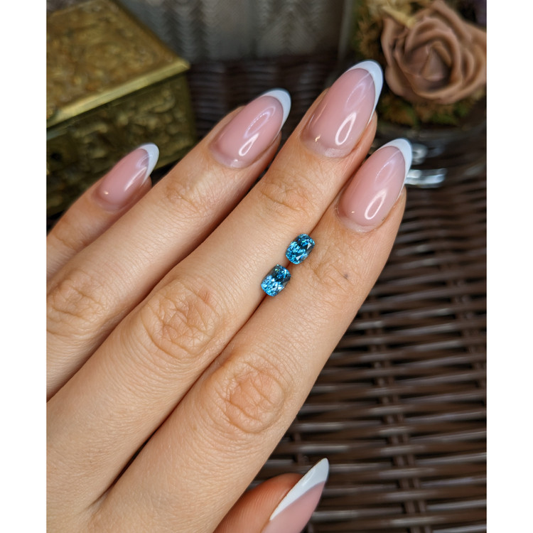 1.93 Ct.Tw. Blue Zircon Pair from Cambodia