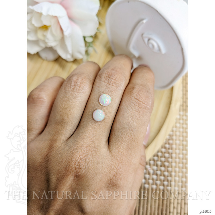 0.86 Ct.Tw. Multi Color Cabochon Opal Pair from Australia