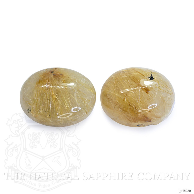 4.91 Ct.Tw. Brown Cabochon Rutilated Quartz Pair from Ceylon (Sri Lanka)