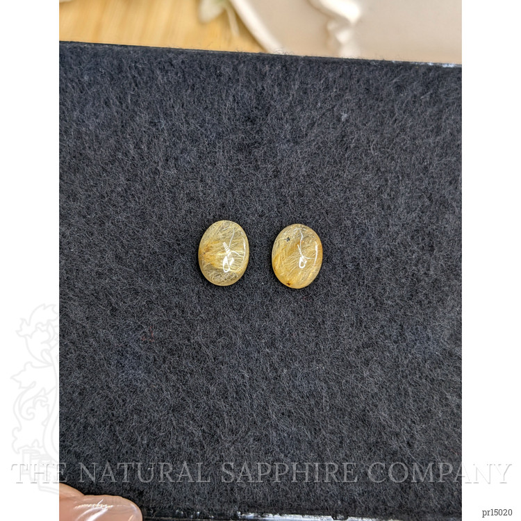 4.91 Ct.Tw. Brown Cabochon Rutilated Quartz Pair from Ceylon (Sri Lanka)