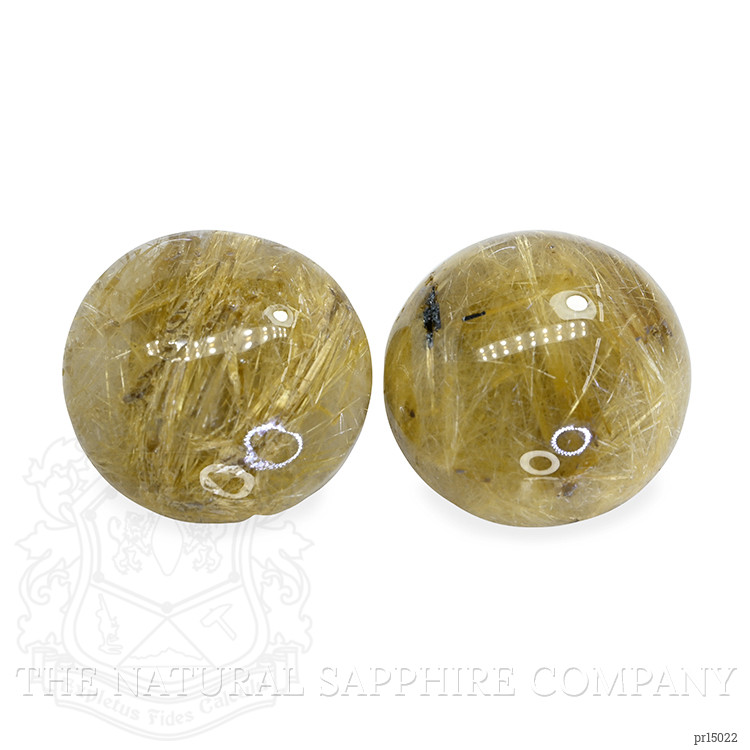 15.98 Ct.Tw. Brown Cabochon Rutilated Quartz Pair from Ceylon (Sri Lanka)