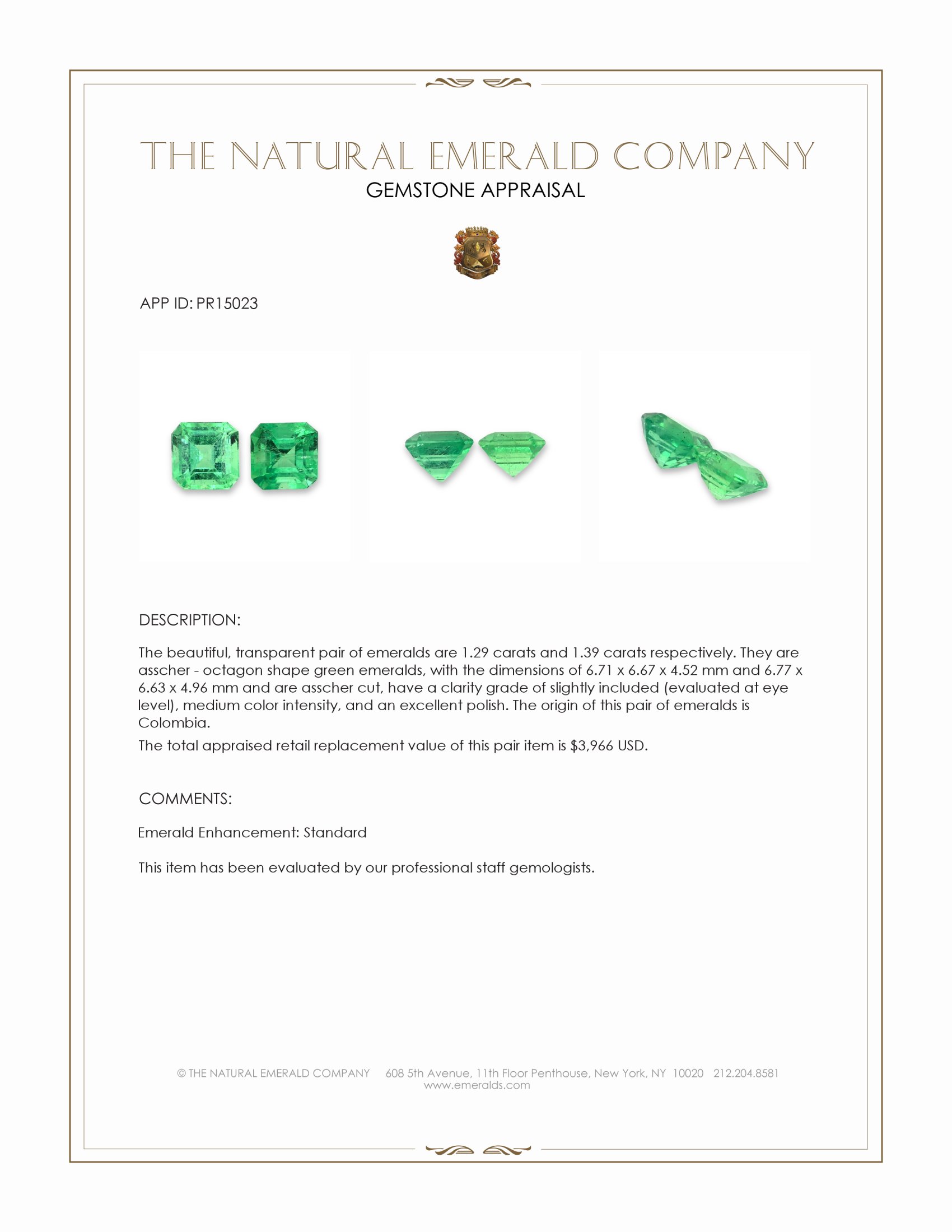 2.68 Ct.Tw. Emerald Pair from Colombia