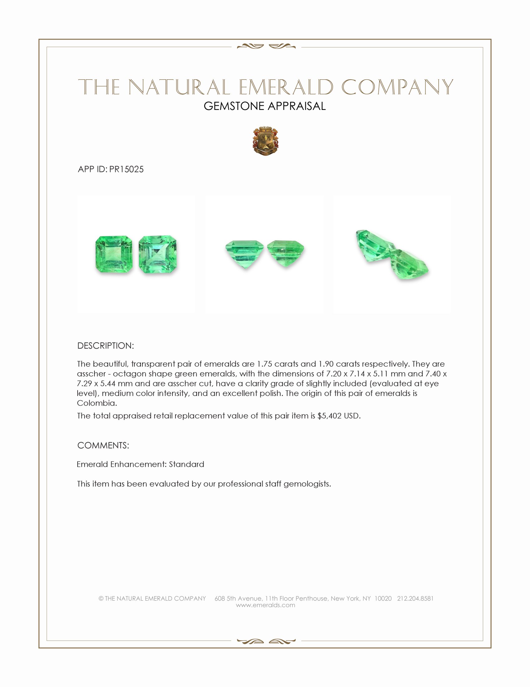 3.65 Ct.Tw. Emerald Pair from Colombia