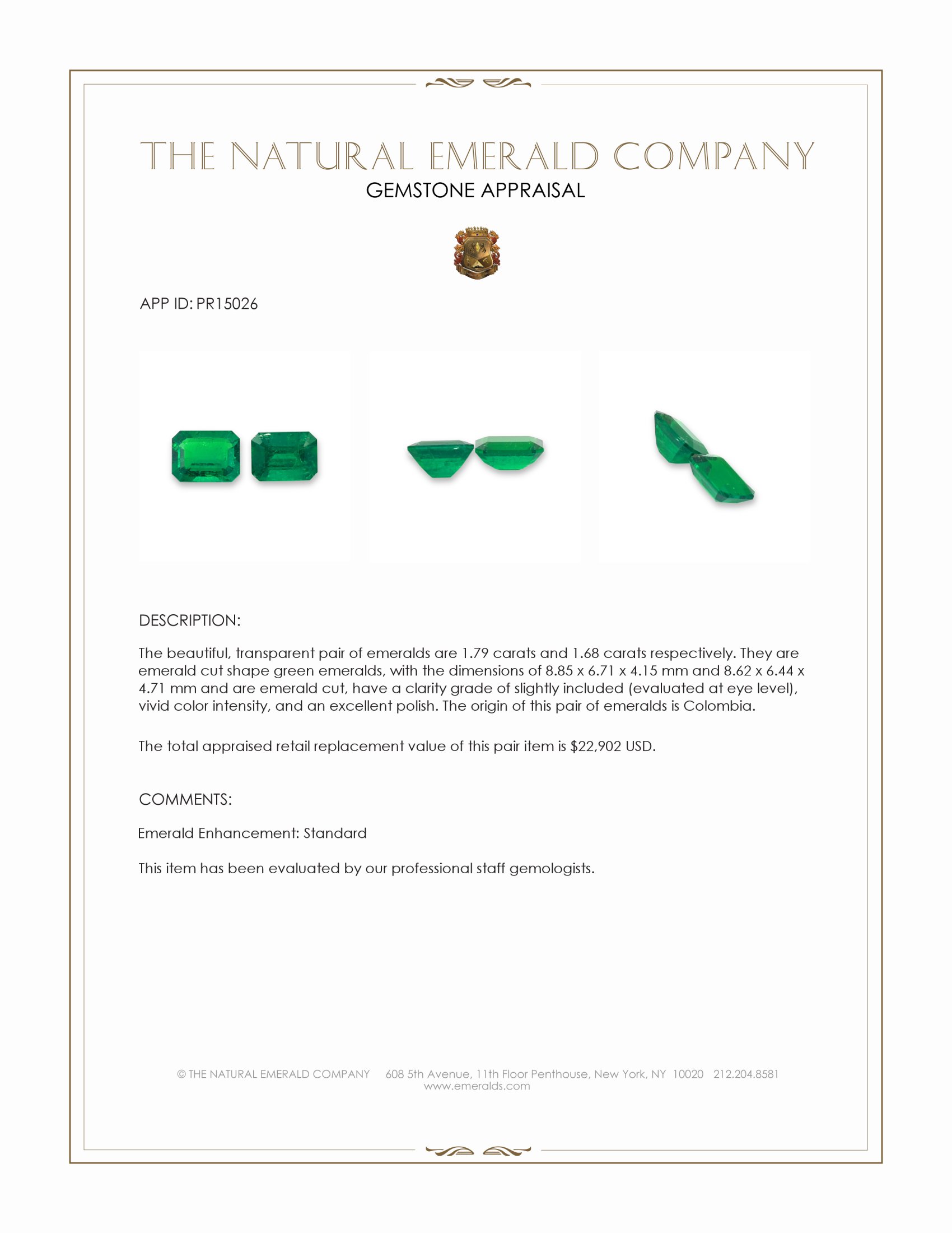 3.47 Ct.Tw. Emerald Pair from Colombia