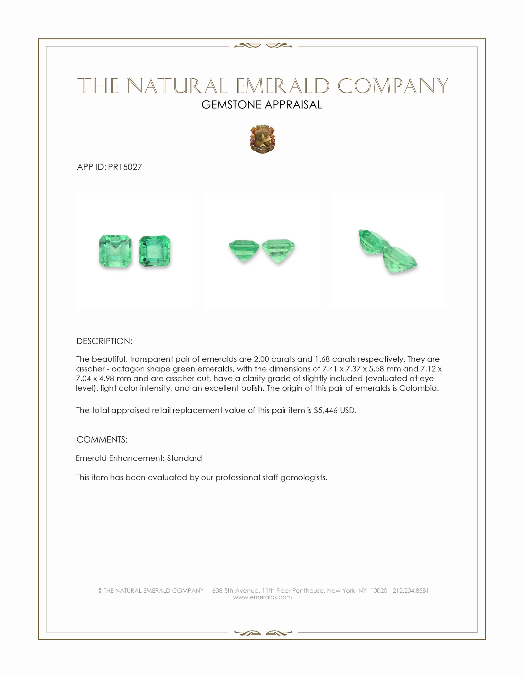 3.68 Ct.Tw. Emerald Pair from Colombia