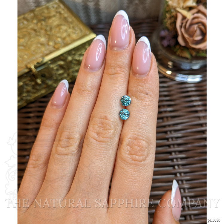 2.43 Ct.Tw. Greenish Blue Zircon Pair from Cambodia