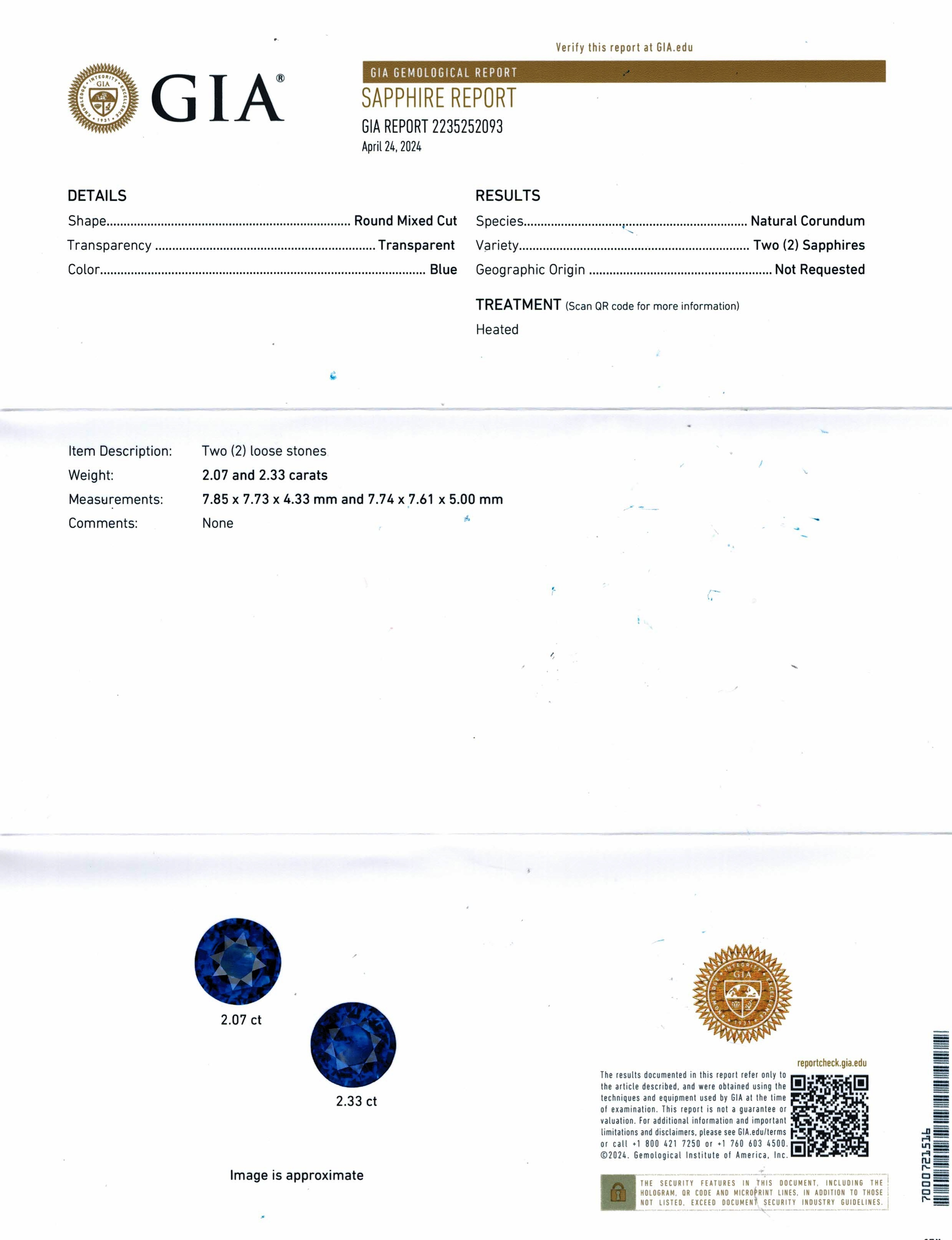 4.40 Ct.Tw. Blue Sapphire Pair from Ceylon (Sri Lanka)