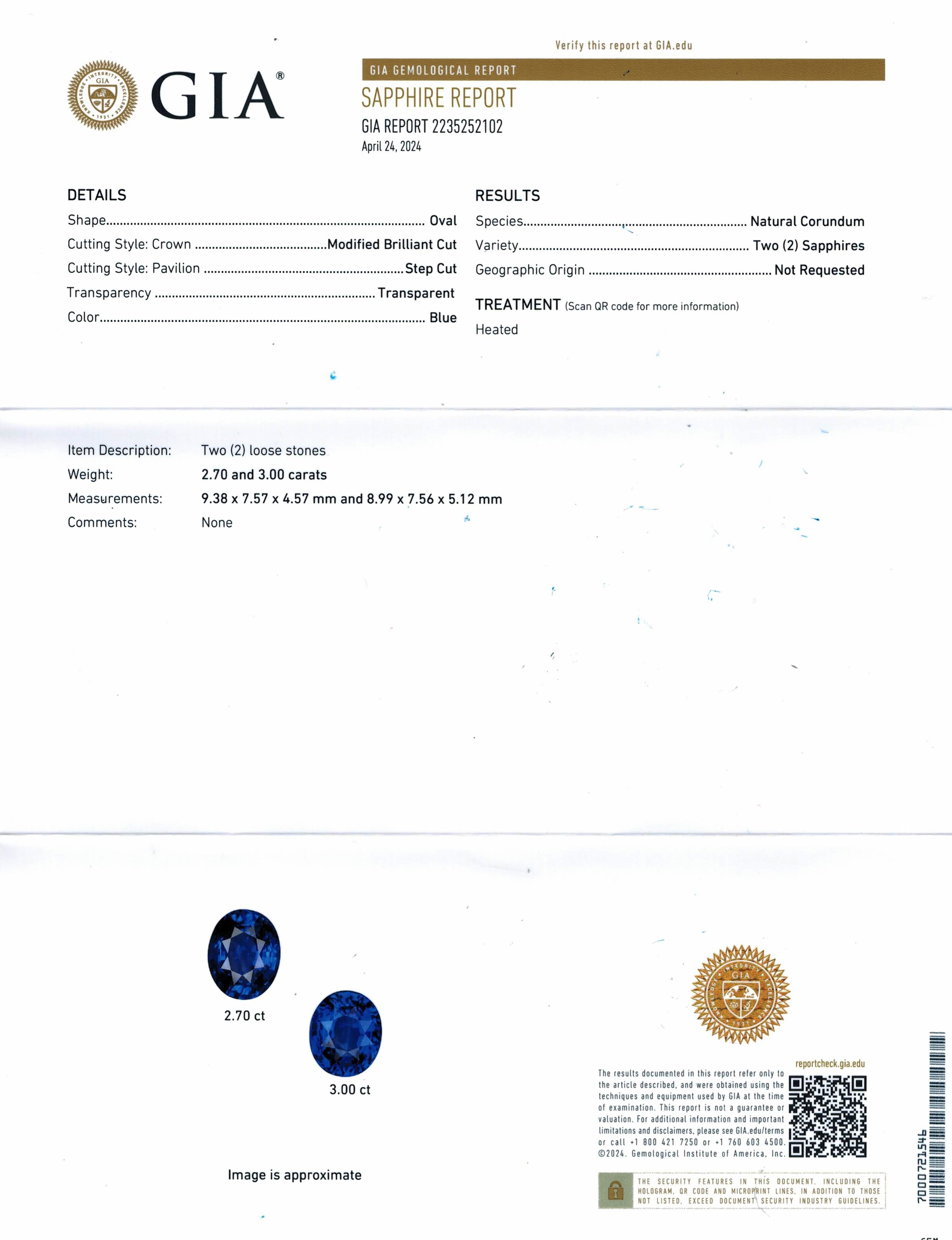 5.70 Ct.Tw. Blue Sapphire Pair from Ceylon (Sri Lanka)