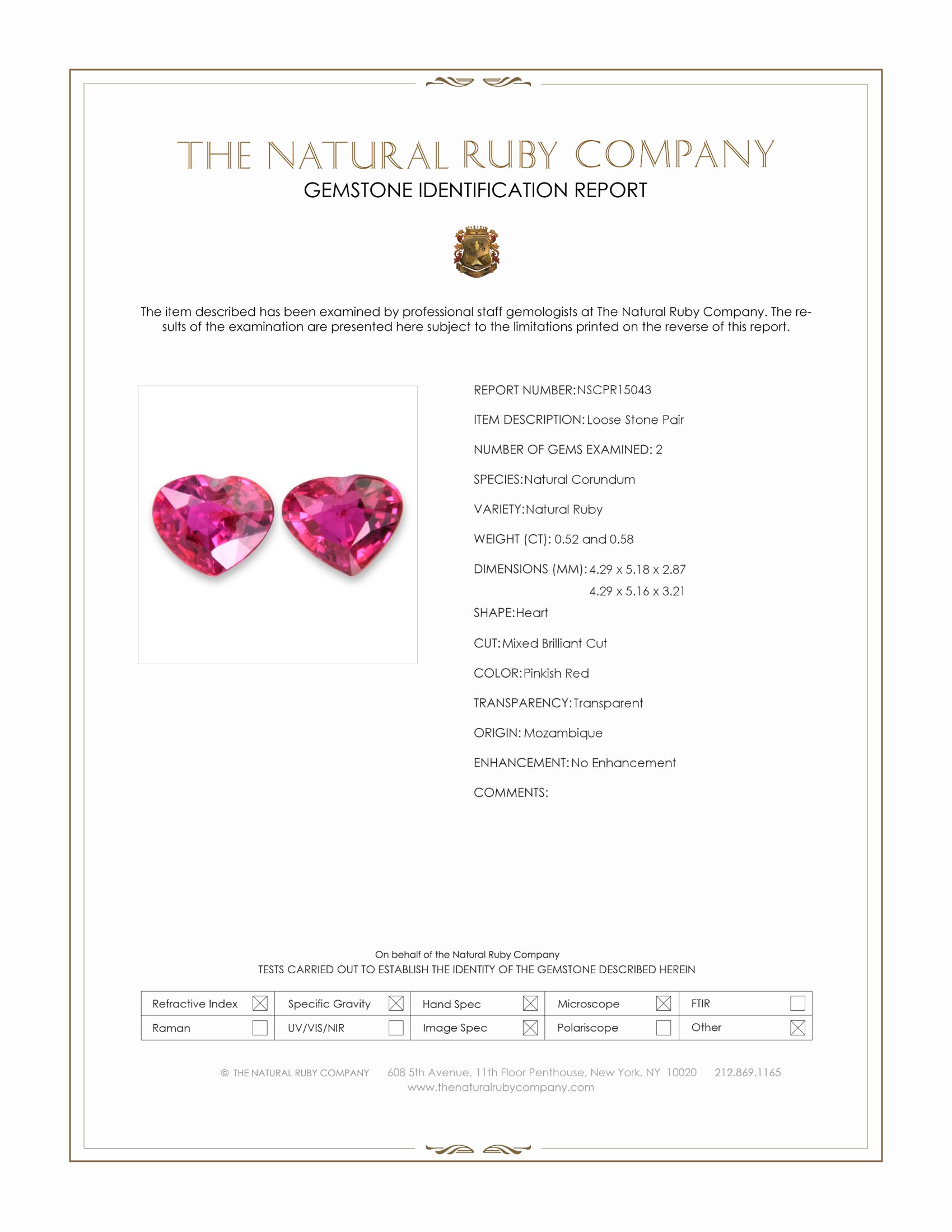 1.10 Ct.Tw. Pinkish Red Ruby Pair from Mozambique