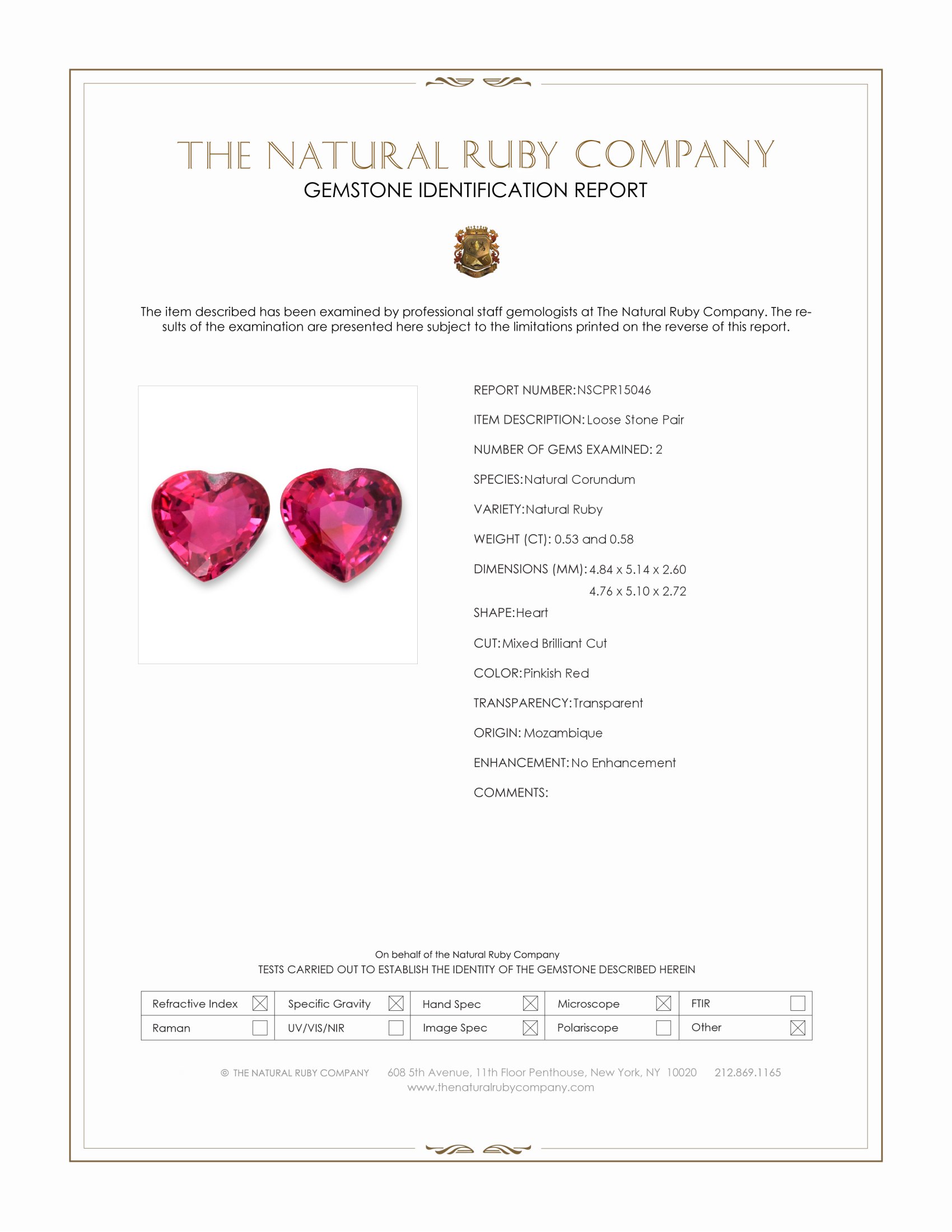 1.11 Ct.Tw. Pinkish Red Ruby Pair from Mozambique