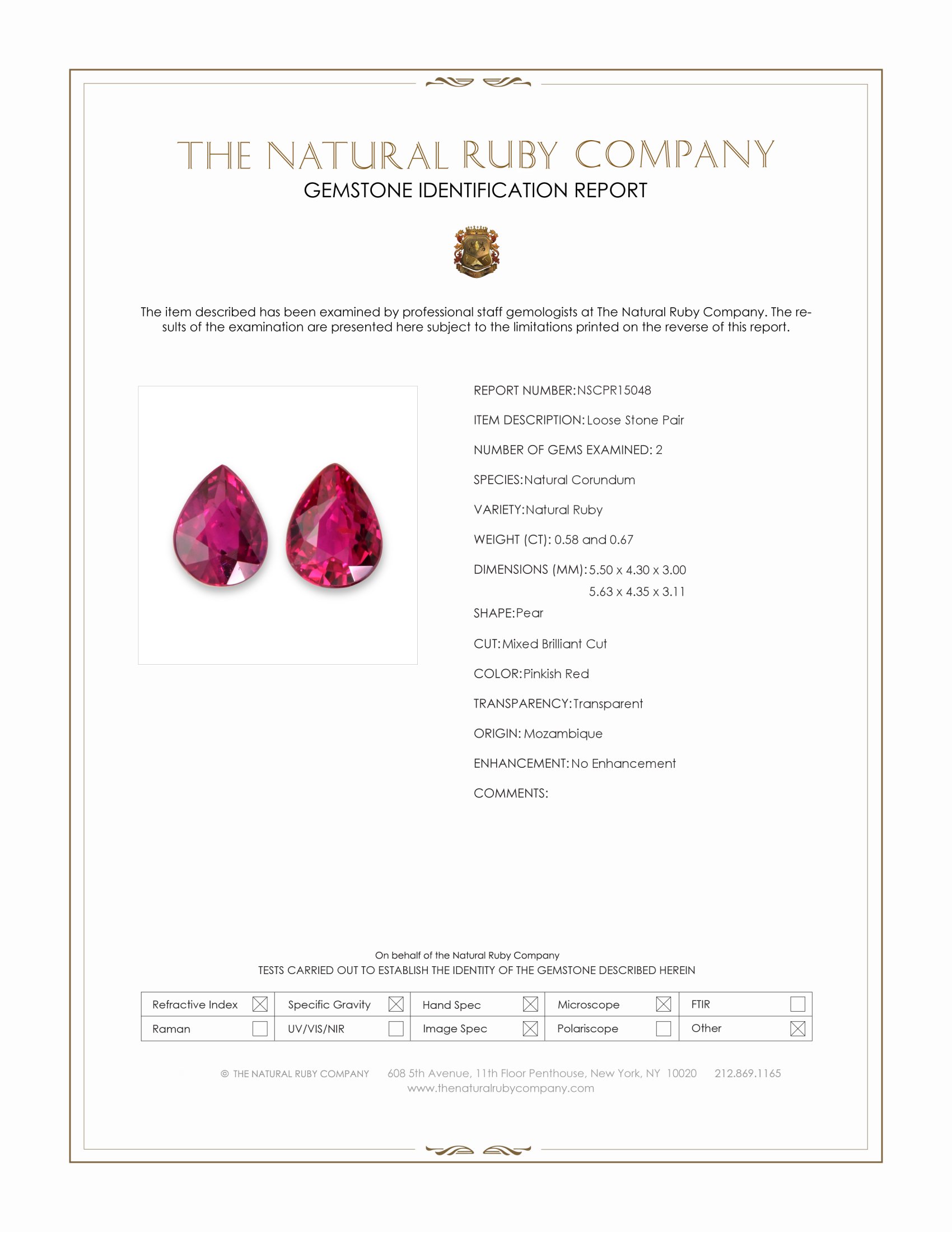 1.25 Ct.Tw. Purplish Red Ruby Pair from Mozambique