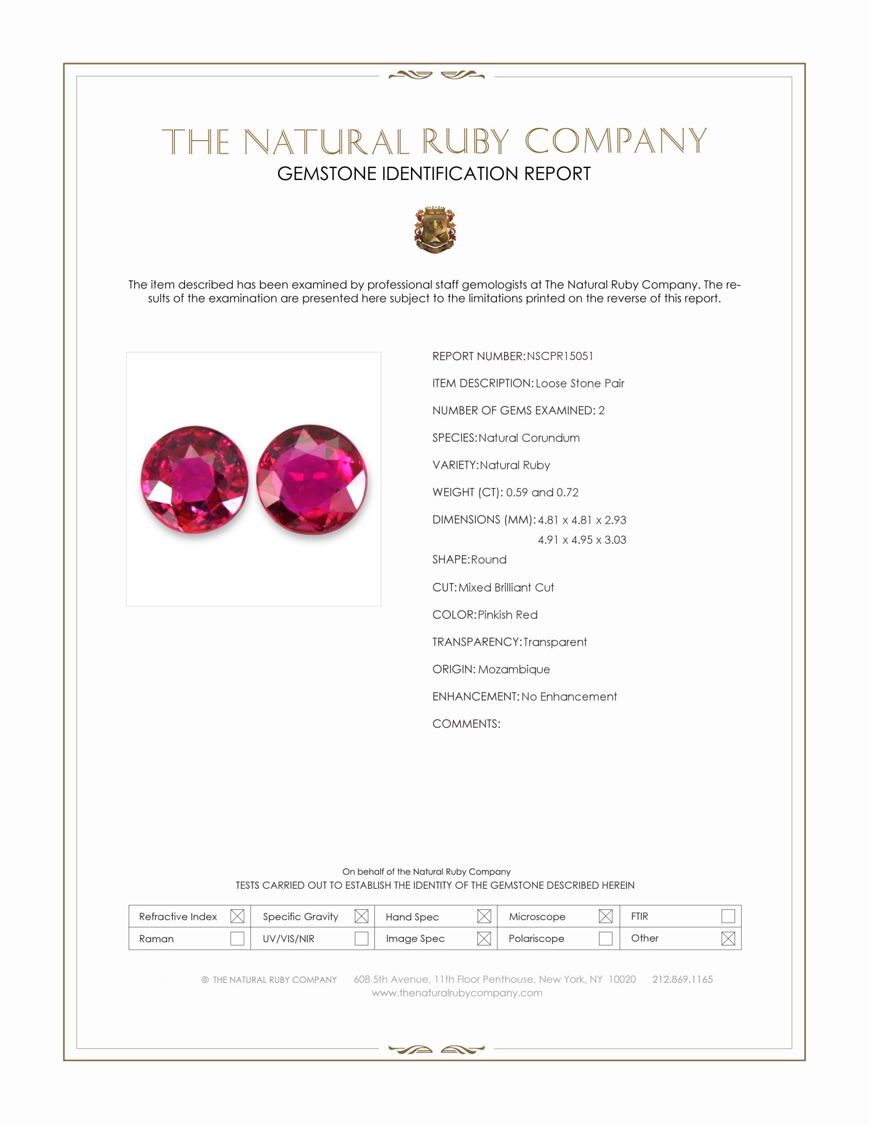 1.31 Ct.Tw. Pinkish Red Ruby Pair from Mozambique