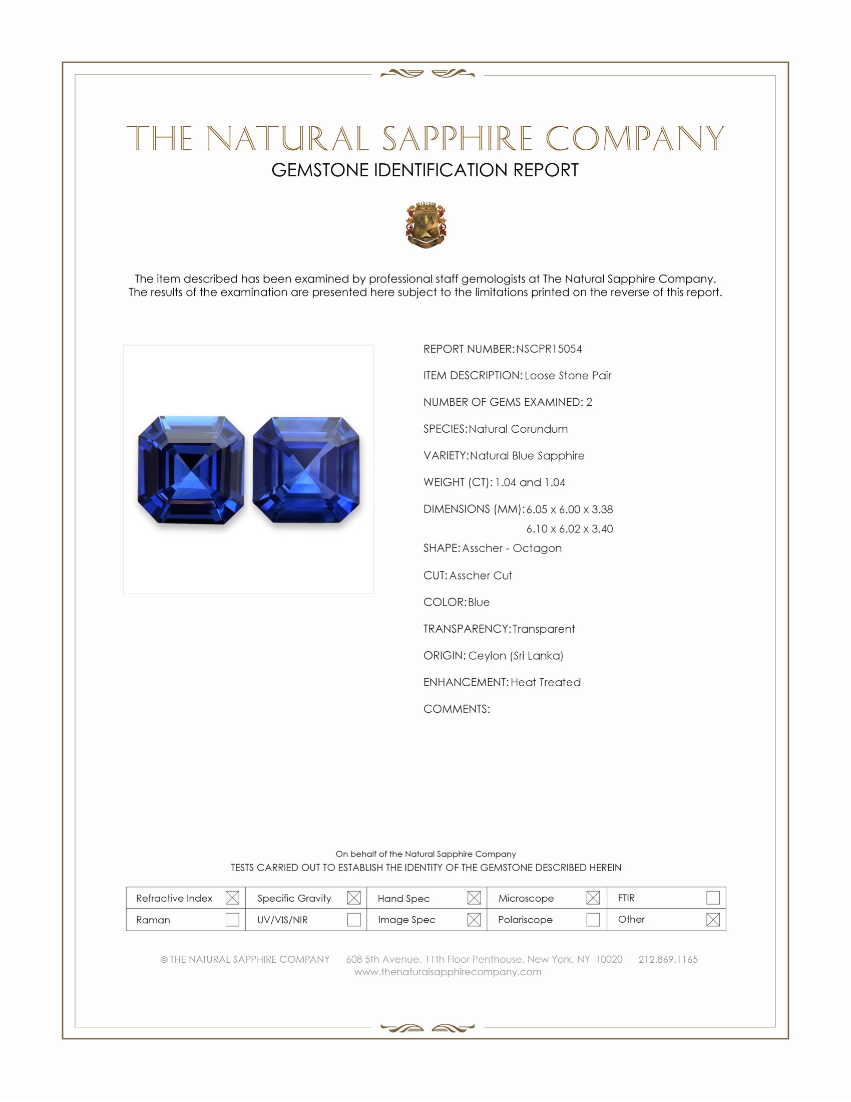 2.08 Ct.Tw. Blue Sapphire Pair from Ceylon (Sri Lanka)