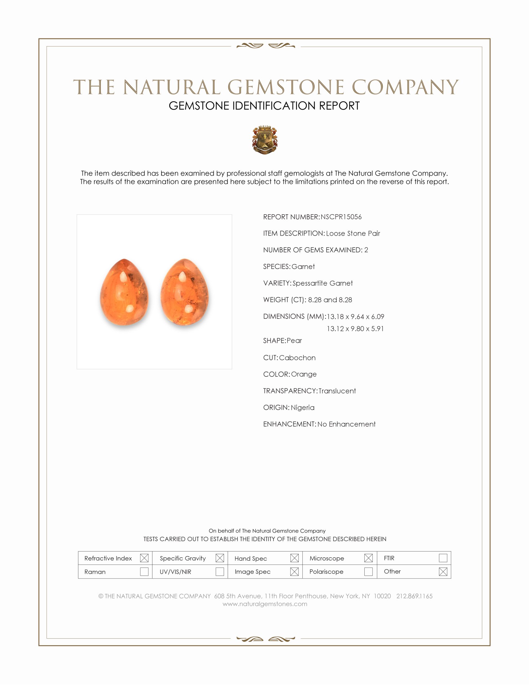 16.56 Ct.Tw. Orange Cabochon Spessartite Garnet Pair from Nigeria