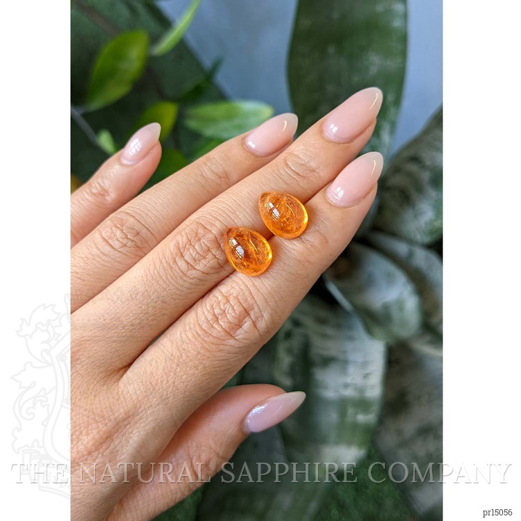 16.56 Ct.Tw. Orange Cabochon Spessartite Garnet Pair from Nigeria