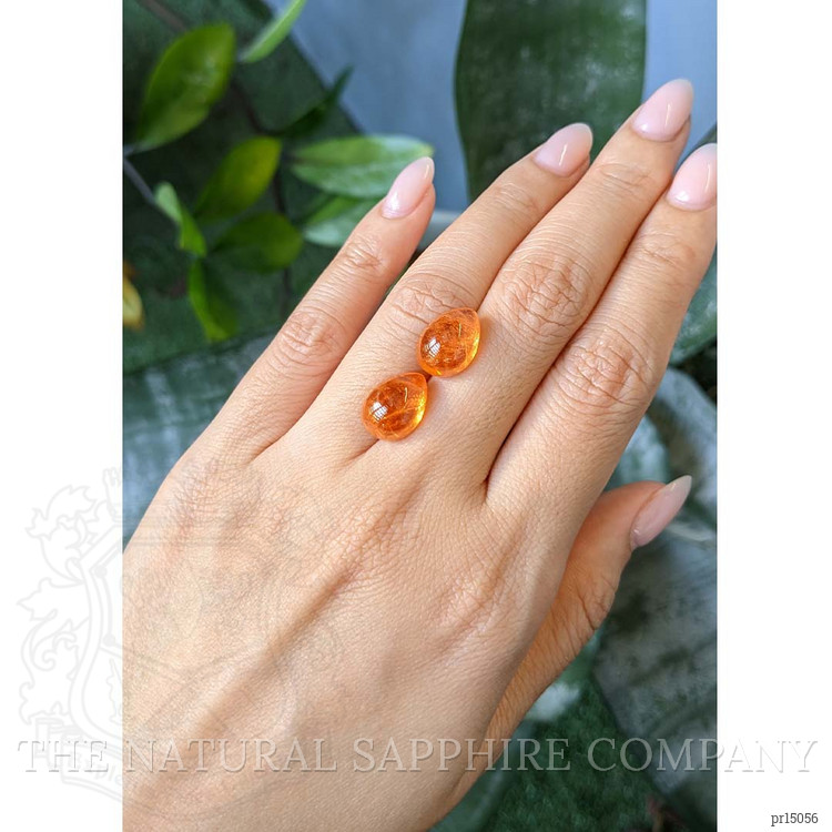 16.56 Ct.Tw. Orange Cabochon Spessartite Garnet Pair from Nigeria