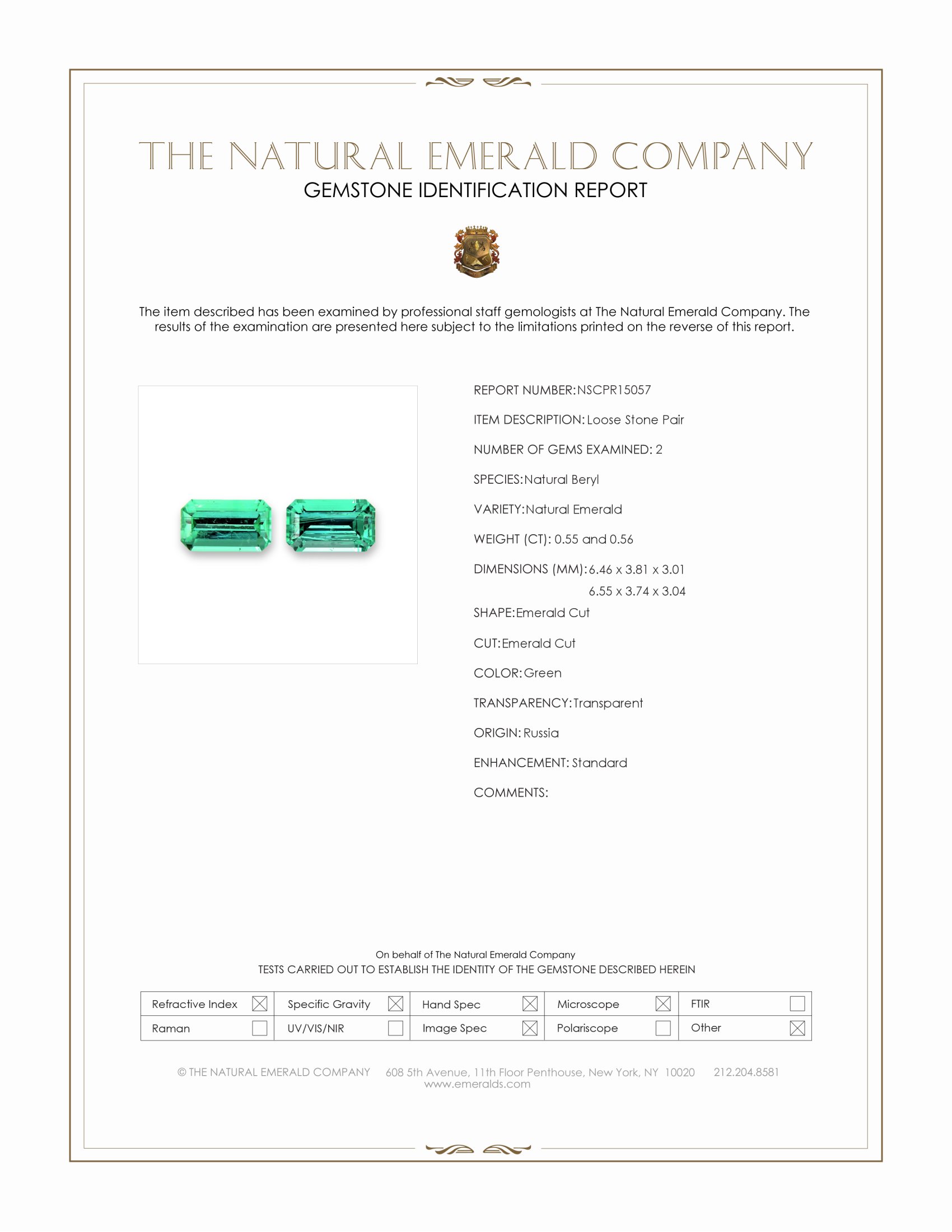 1.11 Ct.Tw. Emerald Pair from Russia