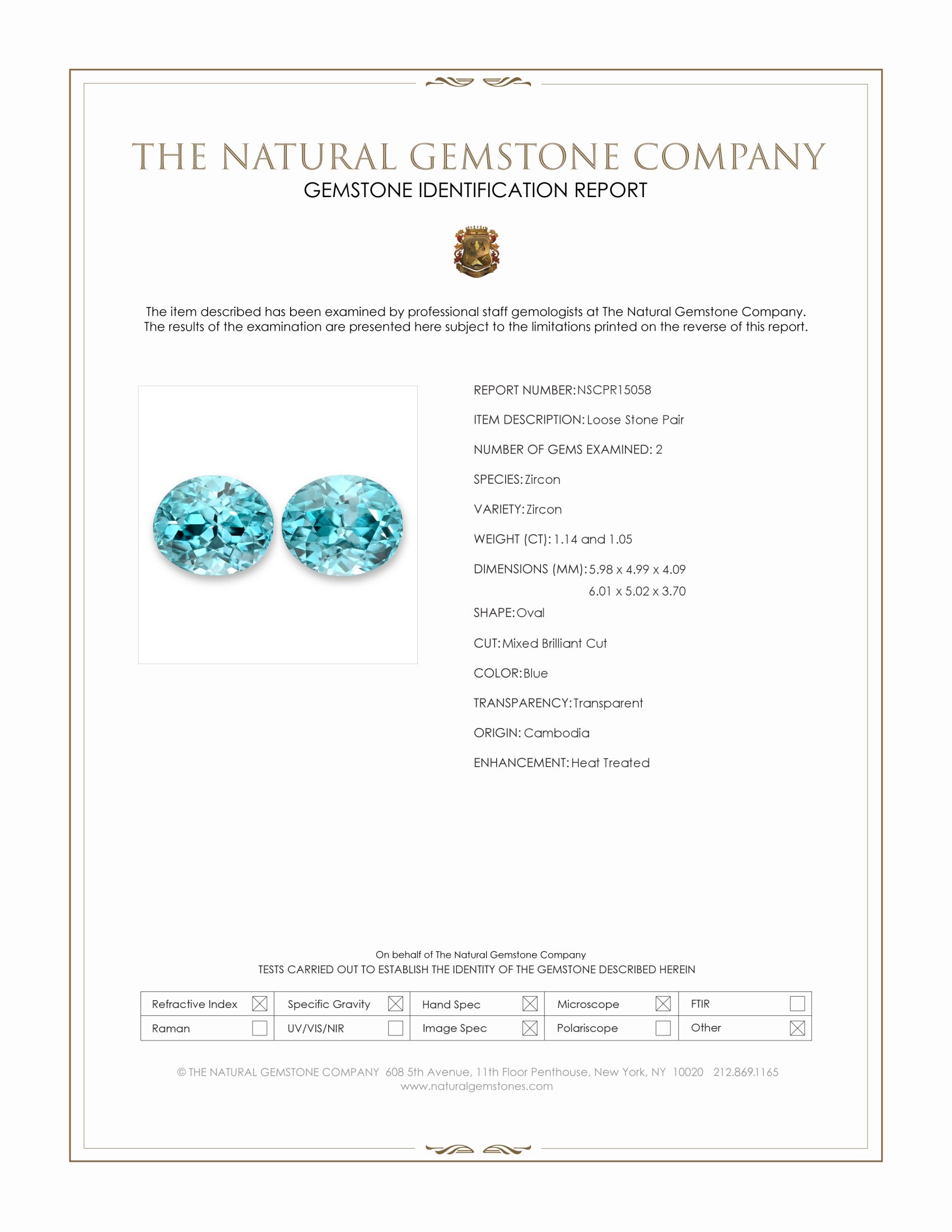 2.19 Ct.Tw. Blue Zircon Pair from Cambodia