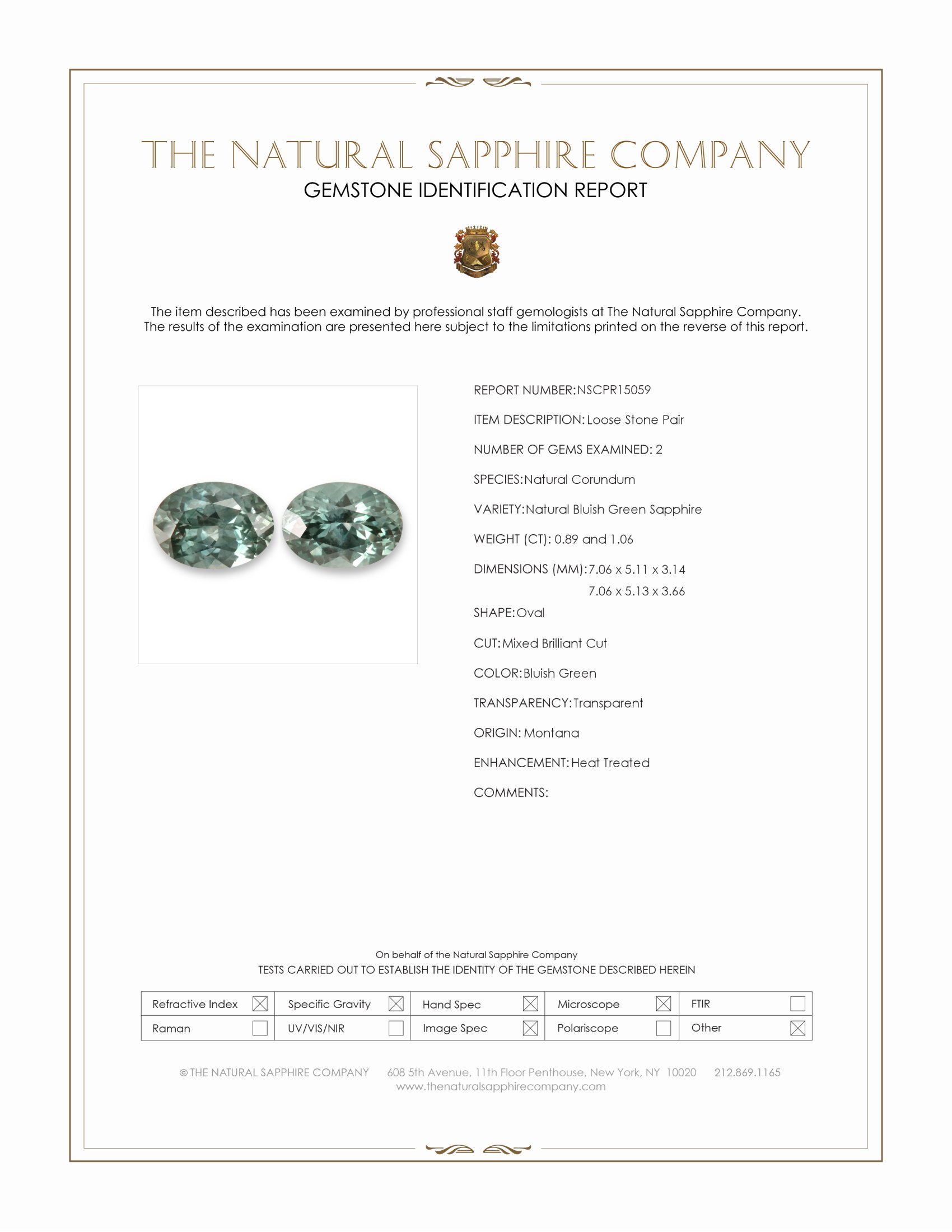 1.95 Ct.Tw. Bluish Green Sapphire Pair from Montana