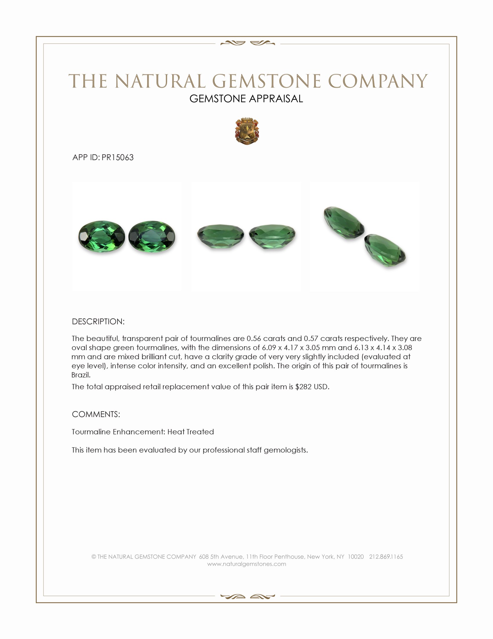 1.13 Ct.Tw. Green Tourmaline Pair from Brazil