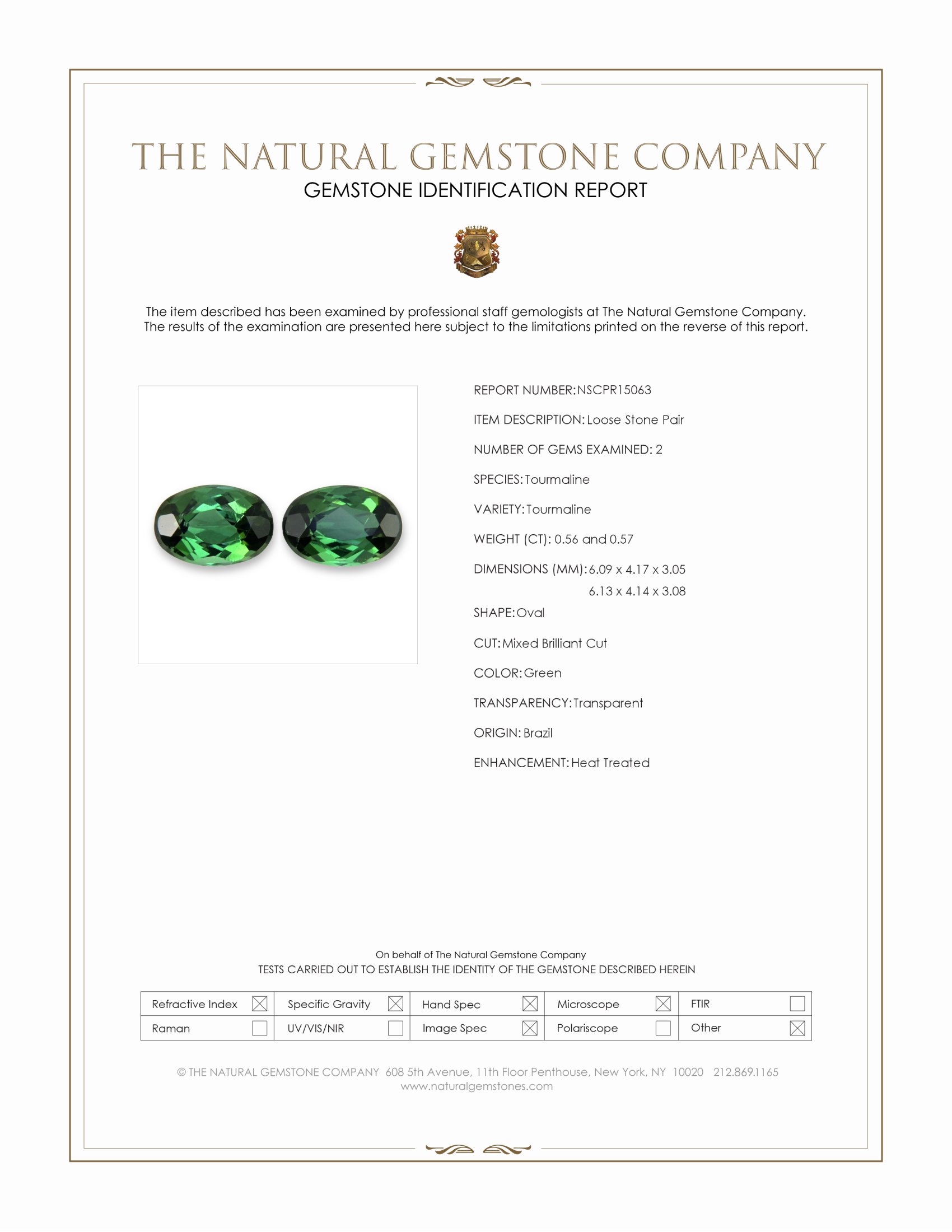 1.13 Ct.Tw. Green Tourmaline Pair from Brazil