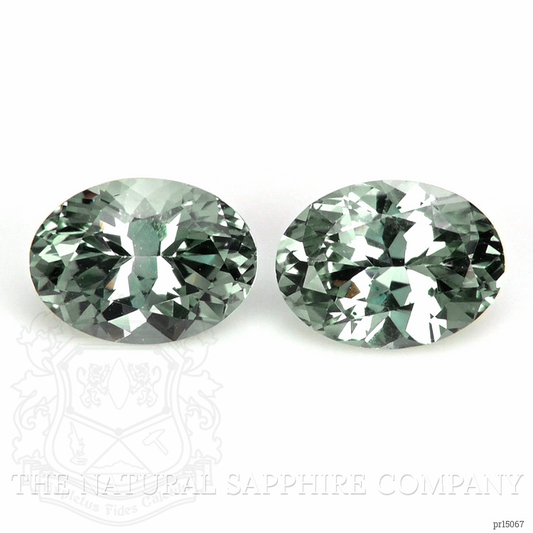 0.71 Ct.Tw. Green Sapphire Pair from Montana