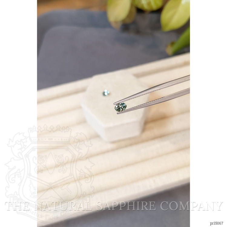 0.71 Ct.Tw. Green Sapphire Pair from Montana