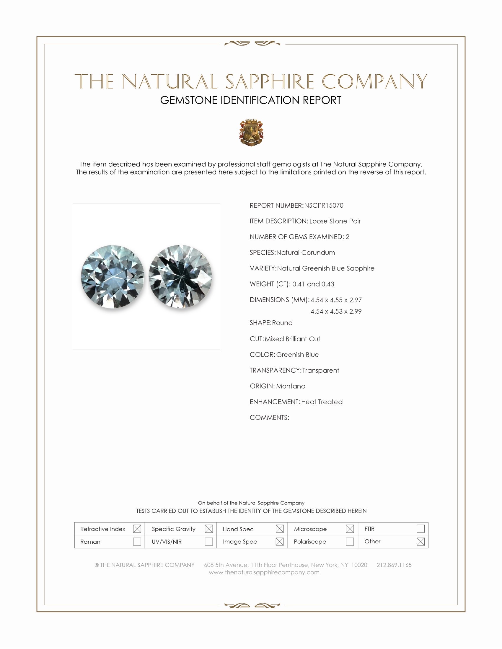 0.84 Ct.Tw. Greenish Blue Sapphire Pair from Montana