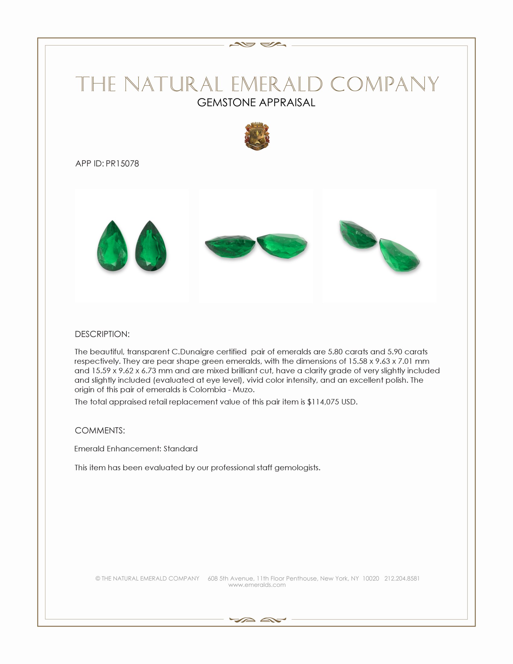 11.70 Ct.Tw. Emerald Pair from Colombia - Muzo