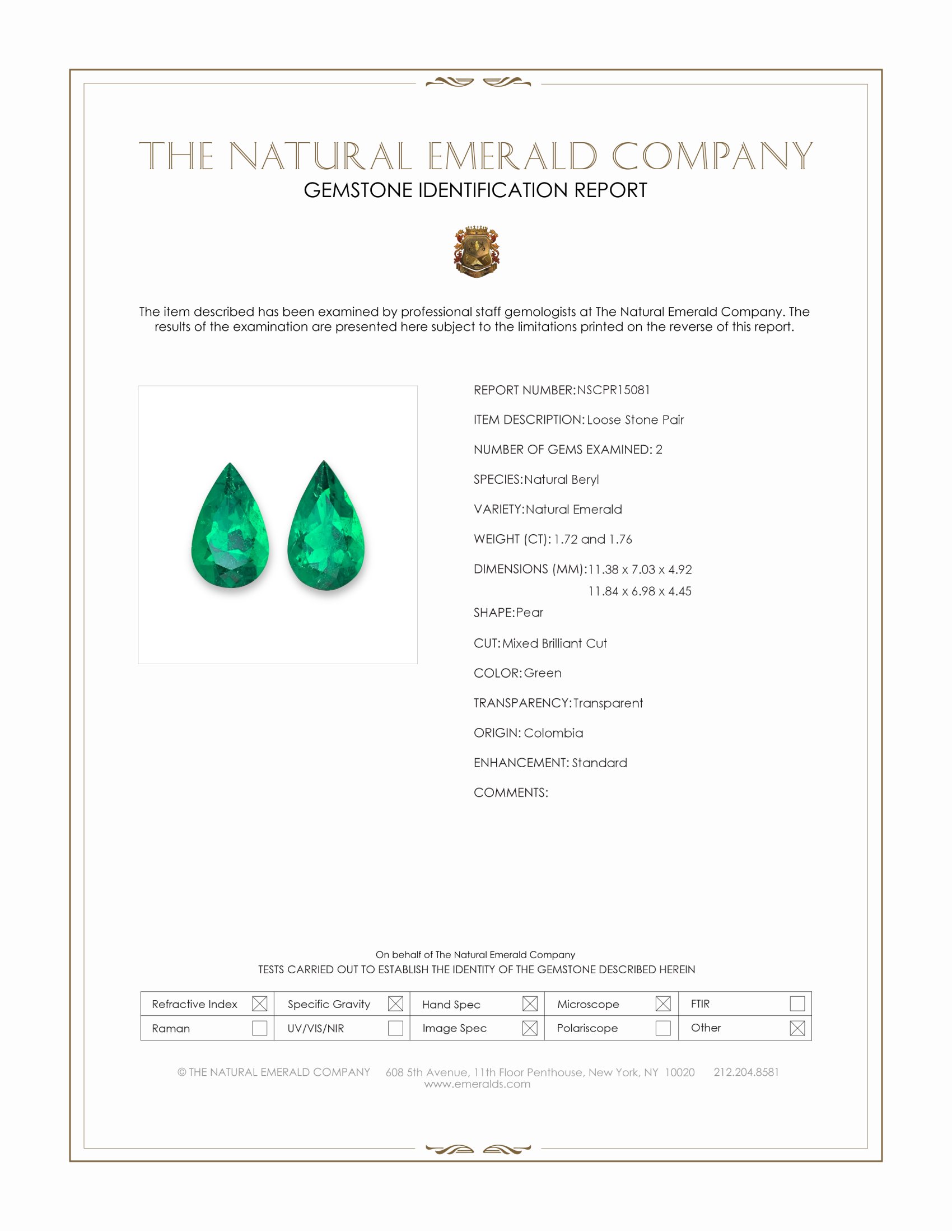 3.48 Ct.Tw. Emerald Pair from Colombia