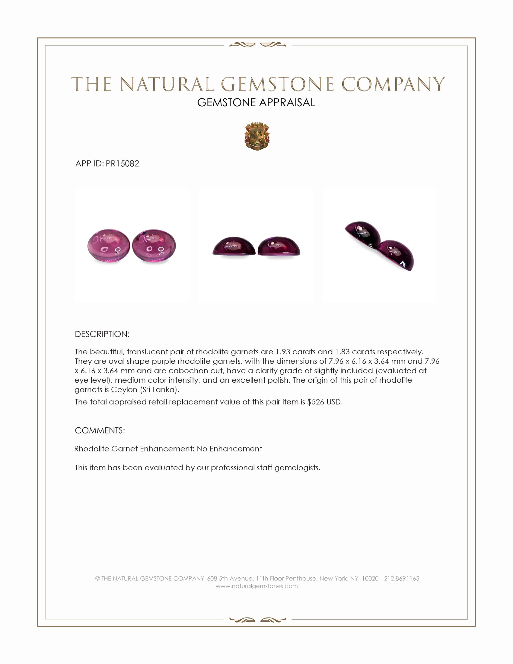3.76 Ct.Tw. Purple Cabochon Rhodolite Garnet Pair from Ceylon (Sri Lanka)