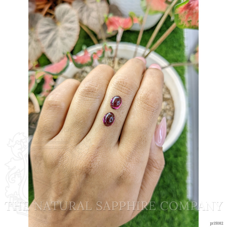 3.76 Ct.Tw. Purple Cabochon Rhodolite Garnet Pair from Ceylon (Sri Lanka)