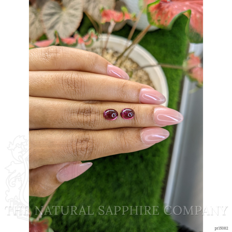 3.76 Ct.Tw. Purple Cabochon Rhodolite Garnet Pair from Ceylon (Sri Lanka)